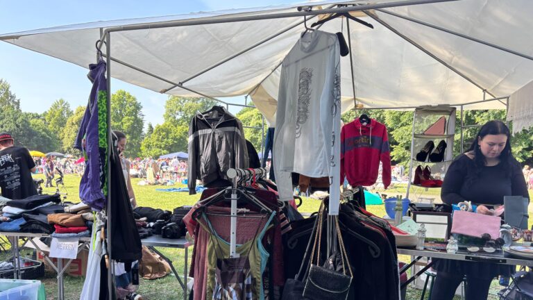 Vickys Flohmarktstand auf dem größten Dieburger Flohmarkt im Schlossgarten